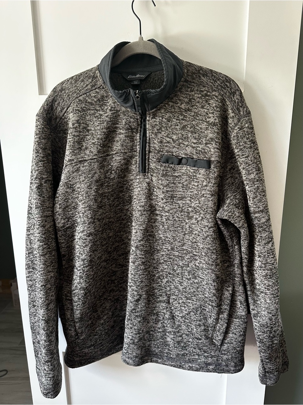 Men’s Eddie Bauer Quarter Zip Radiator Fleece Pull Over Jacket Gray Size Lg